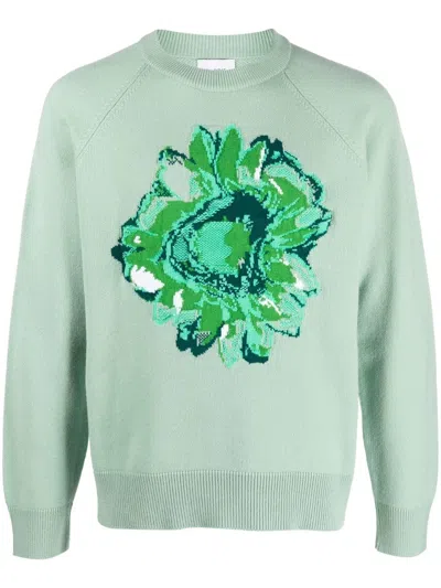 Barrie Cashmere Flower-print Jumper In Blue