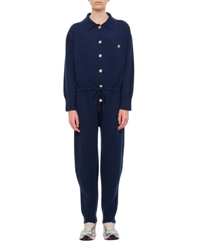 Barrie Cashmere Front Buttoned Jumpsuit In Black