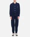 Barrie Cashmere Front Buttoned Jumpsuit In Blue