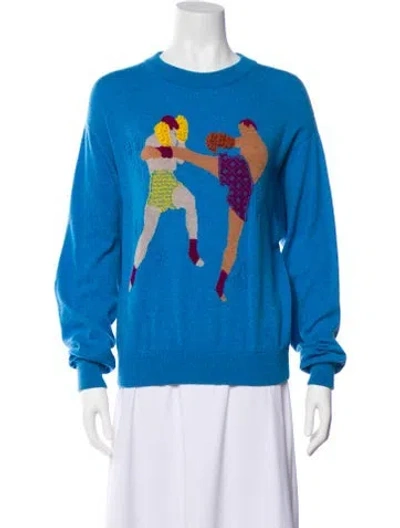 Pre-owned Barrie Cashmere Graphic Print Sweater In Blue