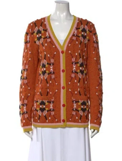 Pre-owned Barrie Cashmere Graphic Print Sweater In Orange