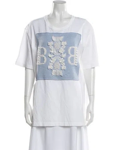Pre-owned Barrie Cashmere Graphic Print T-shirt In White