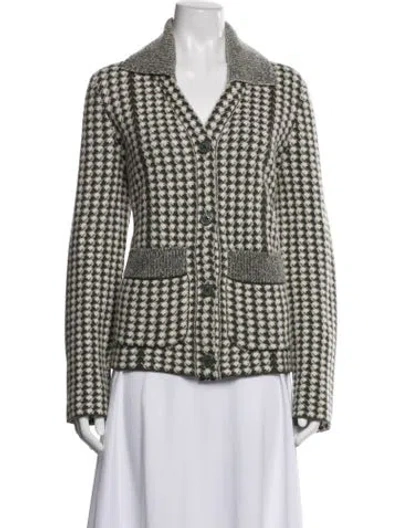 Pre-owned Barrie Cashmere Houndstooth Print Jacket In Multi