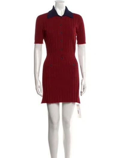 Pre-owned Barrie Cashmere Mini Dress W/ Tags In Red