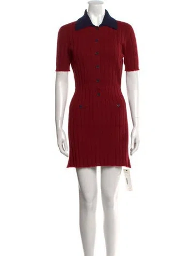 Pre-owned Barrie Cashmere Mini Dress W/ Tags In Red