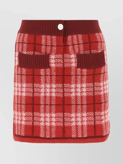 BARRIE CASHMERE MINI SKIRT WITH EMBROIDERED CHECK DETAIL