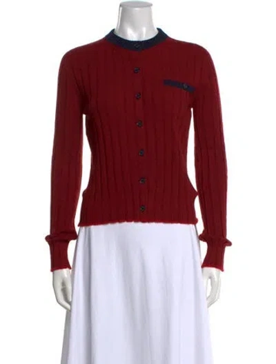Pre-owned Barrie Cashmere Open Front Sweater In Red