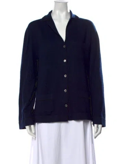 Pre-owned Barrie Cashmere Open Front Sweater W/ Tags In Blue