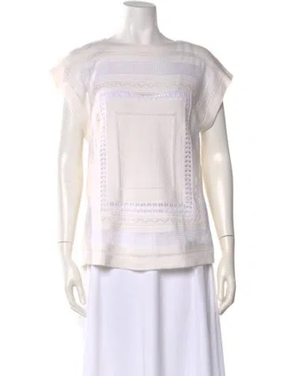 Pre-owned Barrie Cashmere Patterned Sweater In White