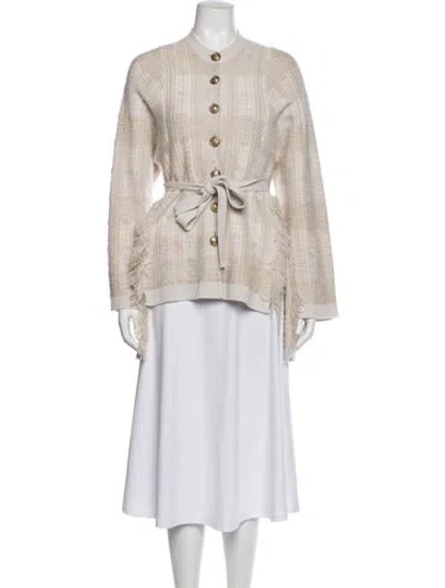 Pre-owned Barrie Cashmere Plaid Print Jacket In Neutral