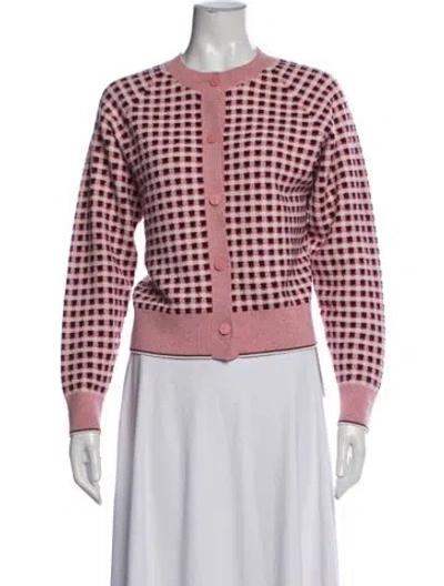 Pre-owned Barrie Cashmere Plaid Print Sweater In Pink