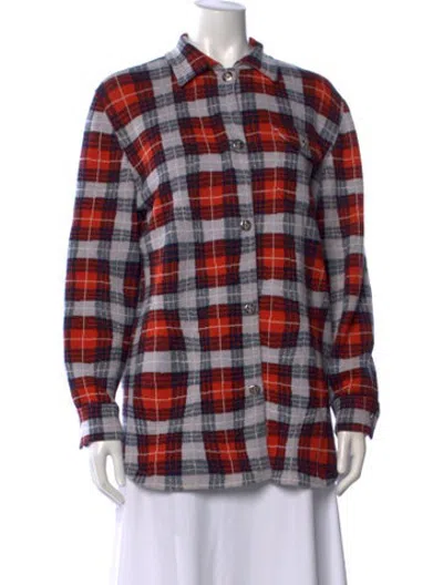 Pre-owned Barrie Cashmere Plaid Print Sweater In Purple