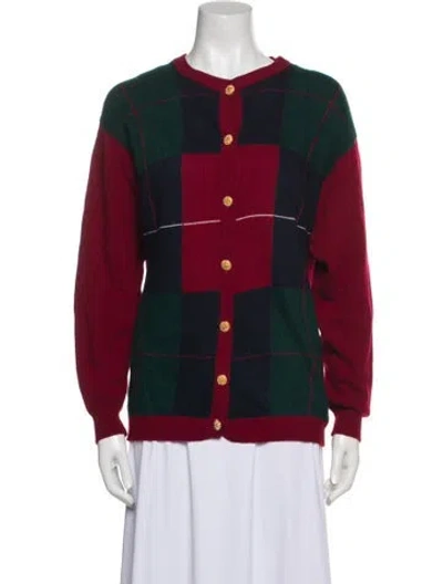 Pre-owned Barrie Cashmere Plaid Print Sweater In Red