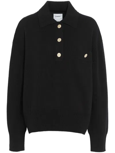 Barrie Cashmere Polo Jumper In Black