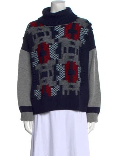 Pre-owned Barrie Cashmere Printed Sweater In Blue