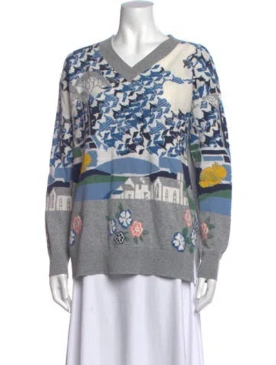 Pre-owned Barrie Cashmere Printed Sweater In Blue