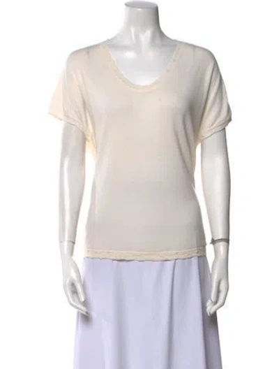 Pre-owned Barrie Cashmere Scoop Neck Sweater In White