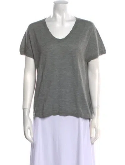 Pre-owned Barrie Cashmere Scoop Neck T-shirt In Gray