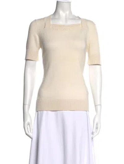 Pre-owned Barrie Cashmere Square Neckline Sweater In Neutral