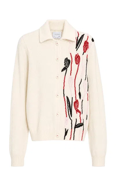 Barrie Cashmere Stemline Shirt Cardigan In White