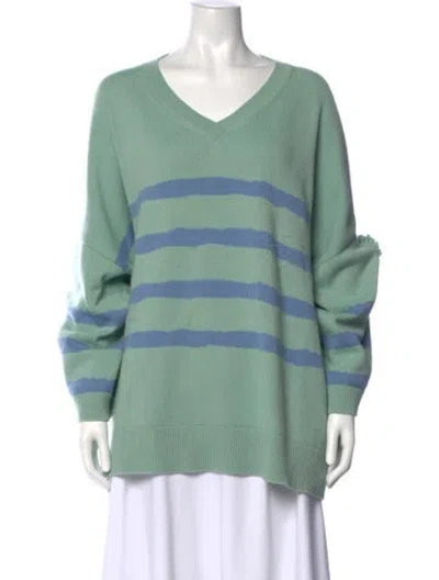 Pre-owned Barrie Cashmere Striped Sweater In Green