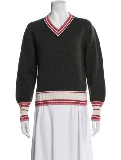 Pre-owned Barrie Cashmere Striped Sweater In Green