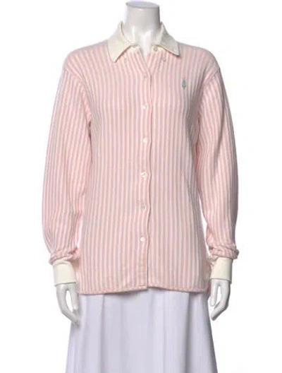 Pre-owned Barrie Cashmere Striped Sweater In Pink