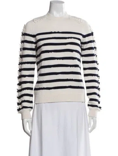 Pre-owned Barrie Cashmere Striped Sweater In White