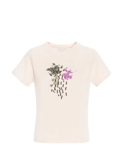 Barrie Cashmere Top With Floral Motif In Pink