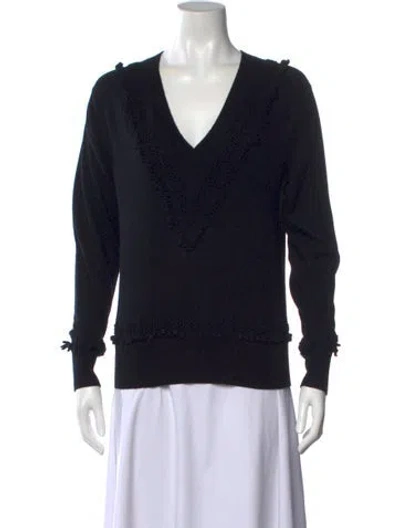 Pre-owned Barrie Cashmere V-neck Sweater In Black
