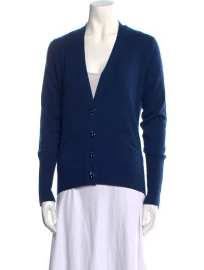 Pre-owned Barrie Cashmere V-neck Sweater In Blue