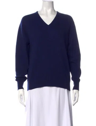 Pre-owned Barrie Cashmere V-neck Sweater In Blue