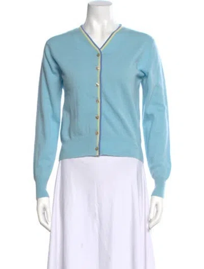 Pre-owned Barrie Cashmere V-neck Sweater In Blue