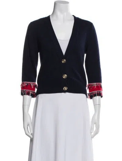 Pre-owned Barrie Cashmere V-neck Sweater In Blue