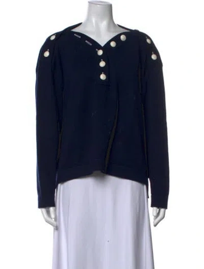 Pre-owned Barrie Cashmere V-neck Sweater In Blue
