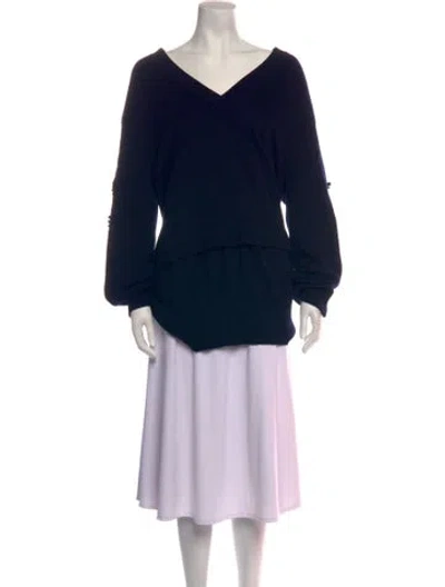 Pre-owned Barrie Cashmere V-neck Sweater In Blue