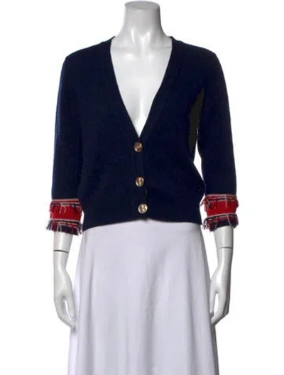 Pre-owned Barrie Cashmere V-neck Sweater In Blue