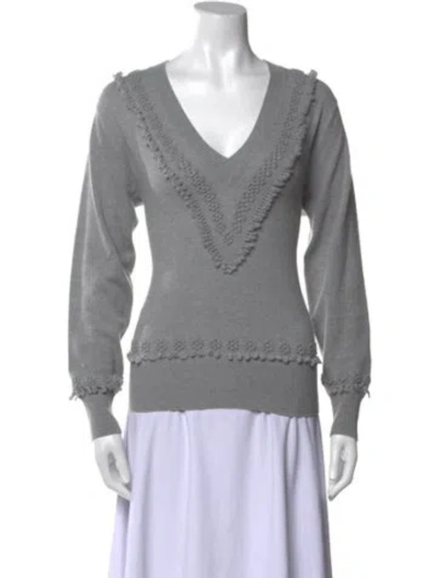 Pre-owned Barrie Cashmere V-neck Sweater In Gray