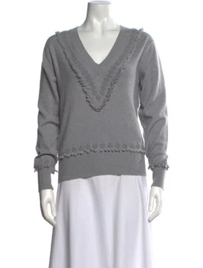 Pre-owned Barrie Cashmere V-neck Sweater In Gray