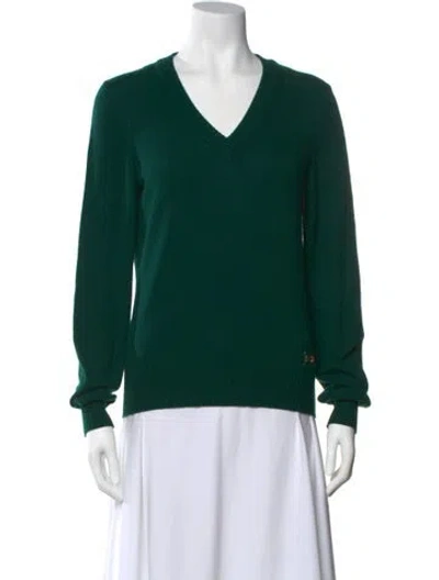 Pre-owned Barrie Cashmere V-neck Sweater In Green