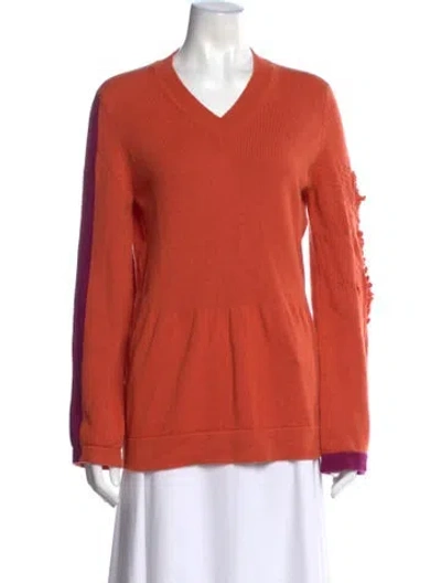 Pre-owned Barrie Cashmere V-neck Sweater In Orange
