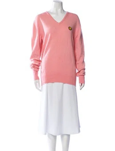 Pre-owned Barrie Cashmere V-neck Sweater In Pink