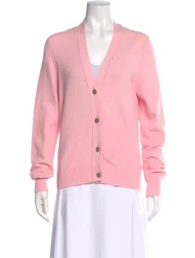 Pre-owned Barrie Cashmere V-neck Sweater In Pink