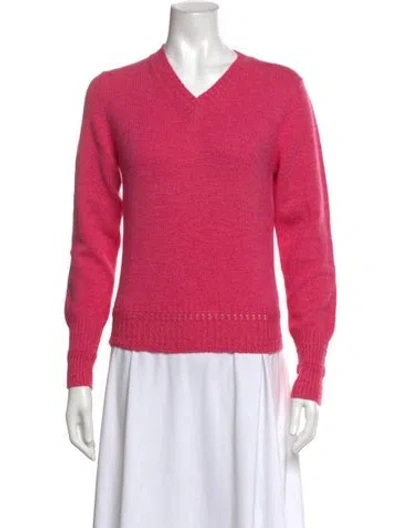 Pre-owned Barrie Cashmere V-neck Sweater In Pink