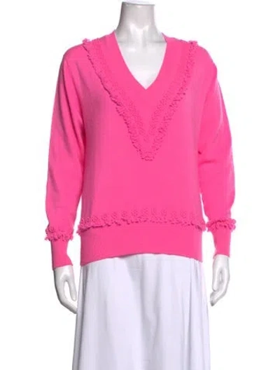 Pre-owned Barrie Cashmere V-neck Sweater In Pink