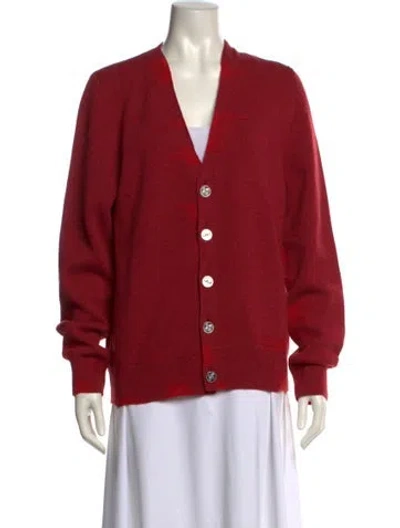 Pre-owned Barrie Cashmere V-neck Sweater In Red
