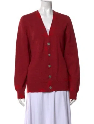 Pre-owned Barrie Cashmere V-neck Sweater In Red