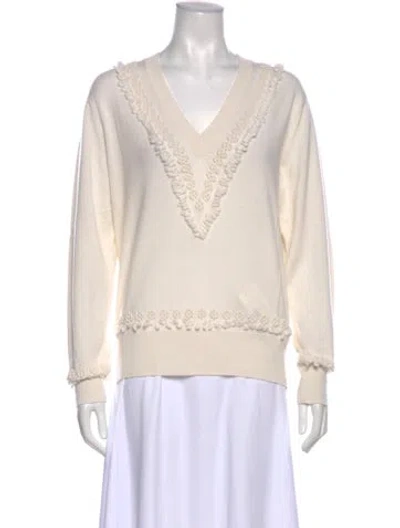 Pre-owned Barrie Cashmere V-neck Sweater W/ Tags In Neutral