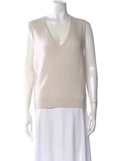 Pre-owned Barrie Cashmere V-neck Sweater In White