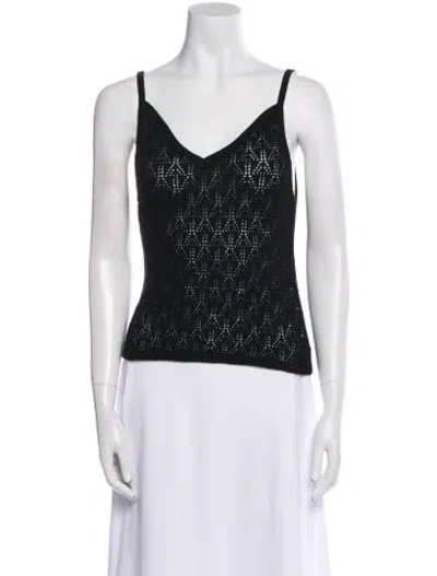 Pre-owned Barrie Cashmere V-neck Top W/ Tags In Black